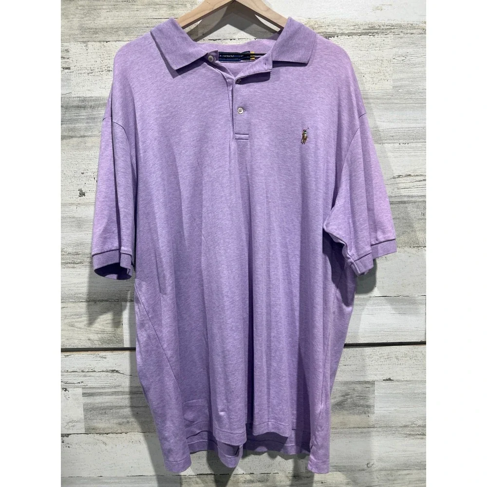 Polo Ralph Lauren Polo Shirt Mens XLT Purple Cotton Mesh Pony Logo Preppy EUC